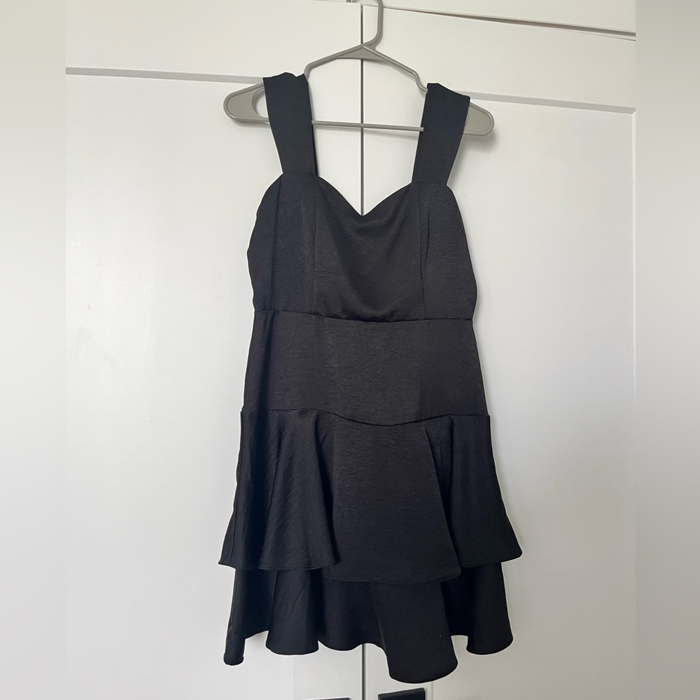 Altar'd State Black Tiered Mini Dress with Wide Straps